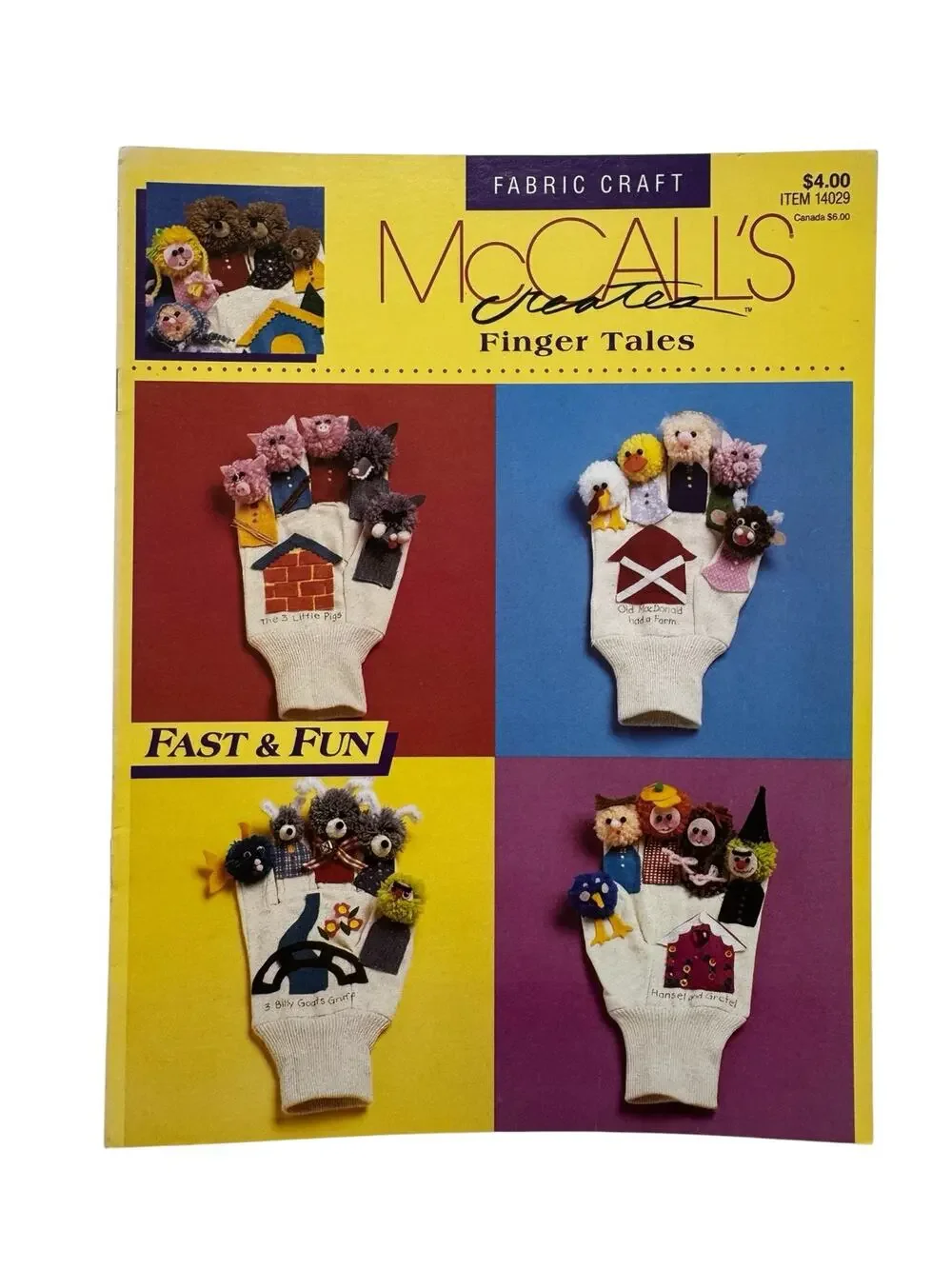 Vintage 1991 Finger Tales Fabric Craft McCalls Creates Pamphlet Puppet #14029